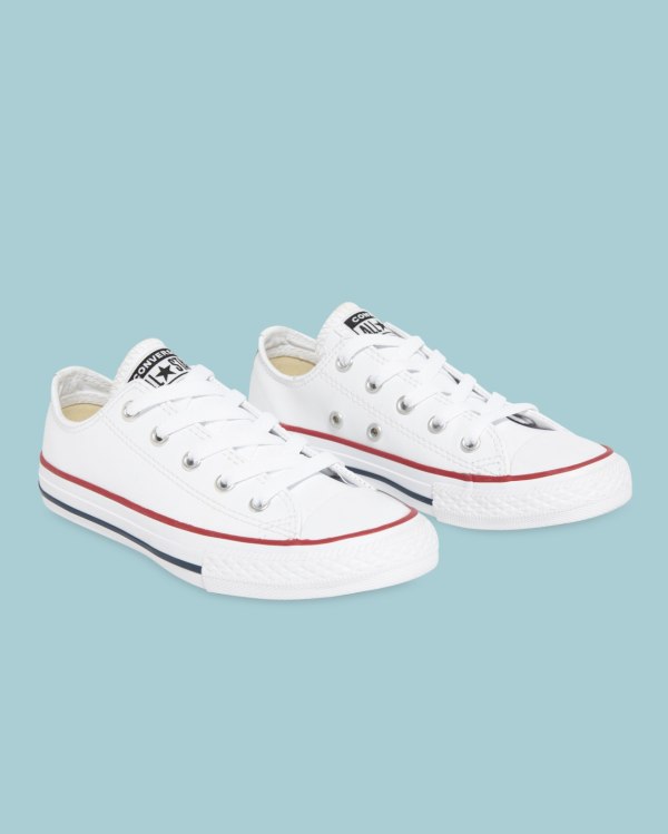 Converse Chuck Taylor All Star Leather Hvide Sko Danmark - Converse Lave Sneakers Børn - 43960EAMX